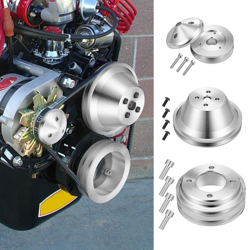 WeiSen Alternator ï¼† Crankshaft ï¼† Water Pump V-Belt Pulley Kit Compatible with Ford 1969-UP Small Block 302 351w 351C 351W 351M 400M V8 5.0L - Image 5